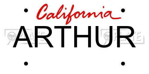 ARTHUR California License Plate