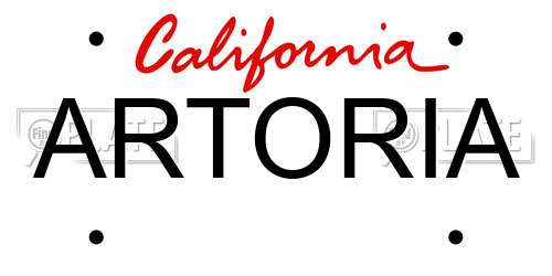 ARTORIA California License Plate