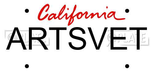 ARTSVET California License Plate