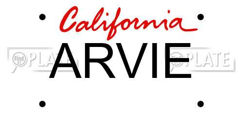 ARVIE California License Plate
