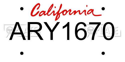 ARY1670 California License Plate