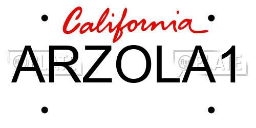 ARZOLA1 California License Plate