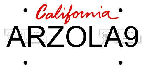 ARZOLA9 California License Plate