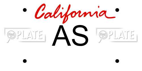 AS California License Plate