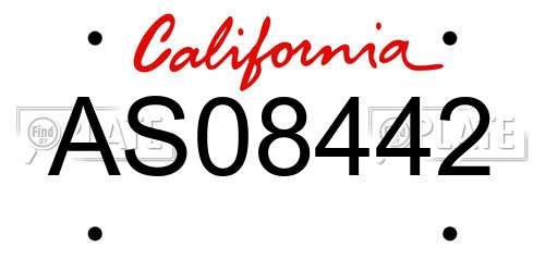 AS08442 California License Plate