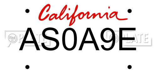AS0A9E California License Plate
