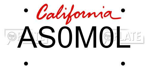 AS0M0L California License Plate