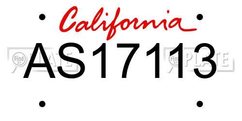 AS17113 California License Plate