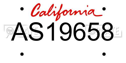 AS19658 California License Plate