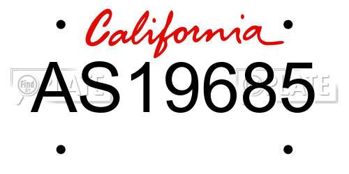 AS19685 California License Plate