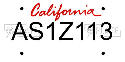 AS1Z113 California License Plate