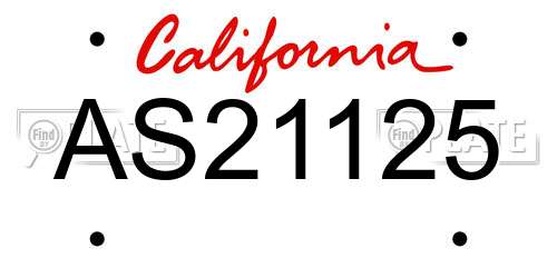 AS21125 California License Plate