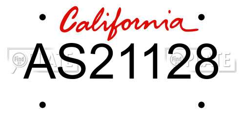 AS21128 California License Plate