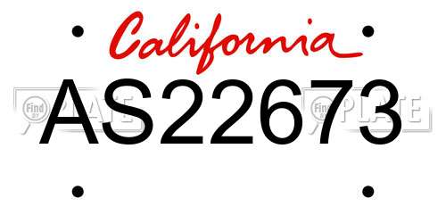 AS22673 California License Plate