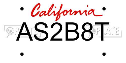 AS2B8T California License Plate