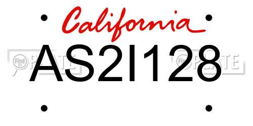 AS2I128 California License Plate