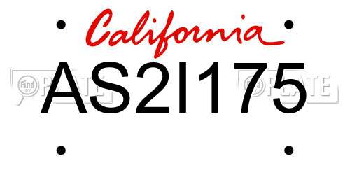 AS2I175 California License Plate