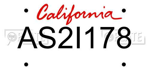 AS2I178 California License Plate