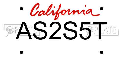 AS2S5T California License Plate