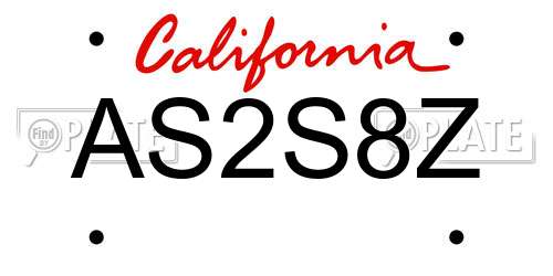 AS2S8Z California License Plate