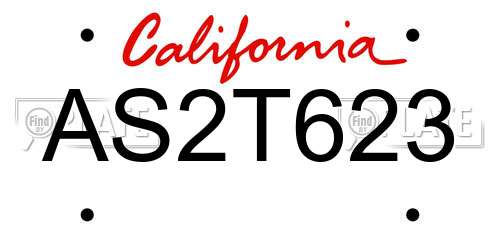 AS2T623 California License Plate