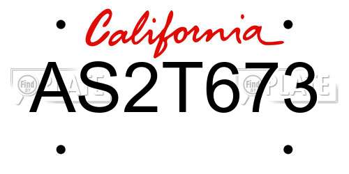 AS2T673 California License Plate