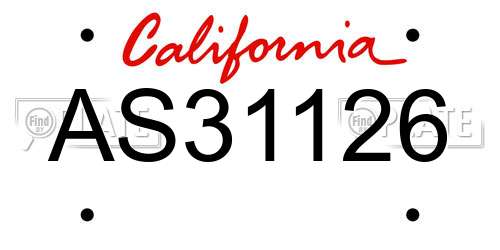 AS31126 California License Plate