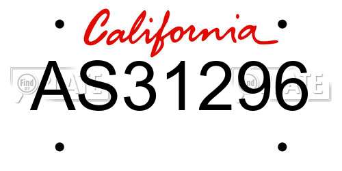 AS31296 California License Plate
