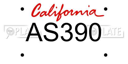 AS390 California License Plate