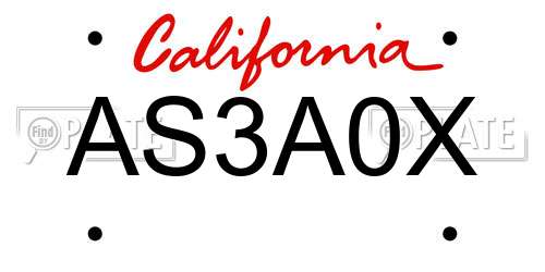 AS3A0X California License Plate