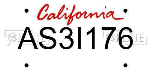 AS3I176 California License Plate