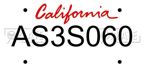 AS3S060 California License Plate