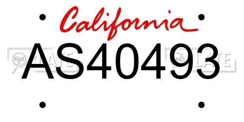 AS40493 California License Plate
