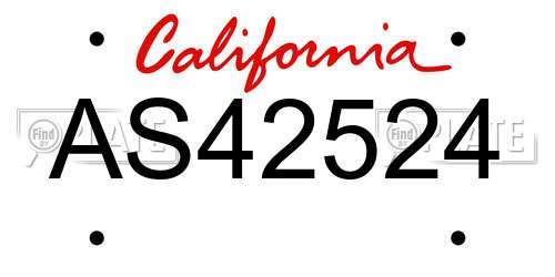AS42524 California License Plate