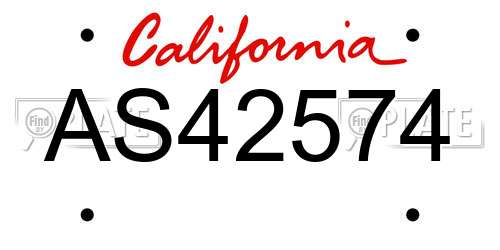 AS42574 California License Plate