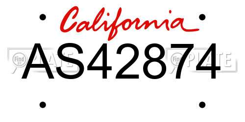 AS42874 California License Plate