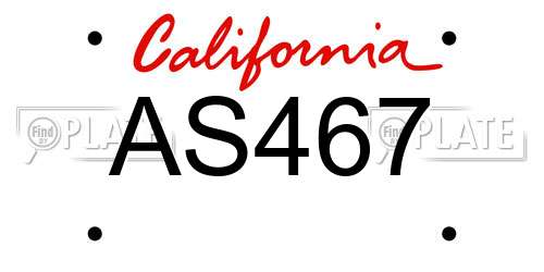 AS467 California License Plate