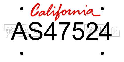 AS47524 California License Plate