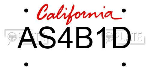 AS4B1D California License Plate