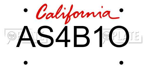 AS4B1O California License Plate