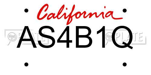 AS4B1Q California License Plate