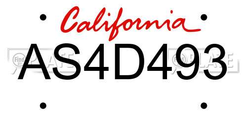 AS4D493 California License Plate