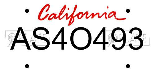 AS4O493 California License Plate