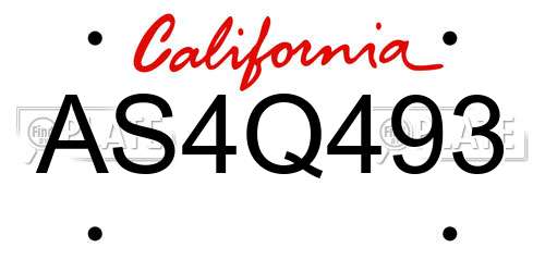 AS4Q493 California License Plate
