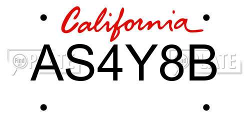 AS4Y8B California License Plate