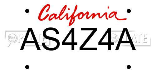 AS4Z4A California License Plate
