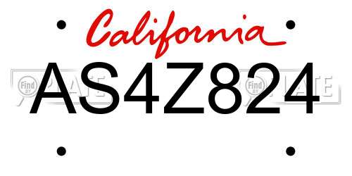 AS4Z824 California License Plate