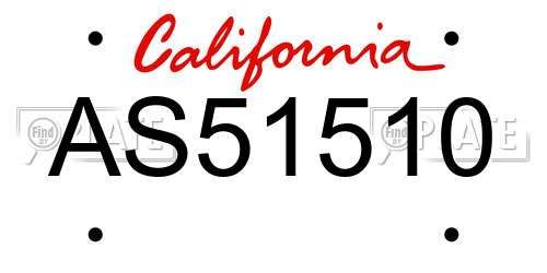 AS51510 California License Plate