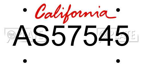 AS57545 California License Plate