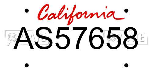 AS57658 California License Plate